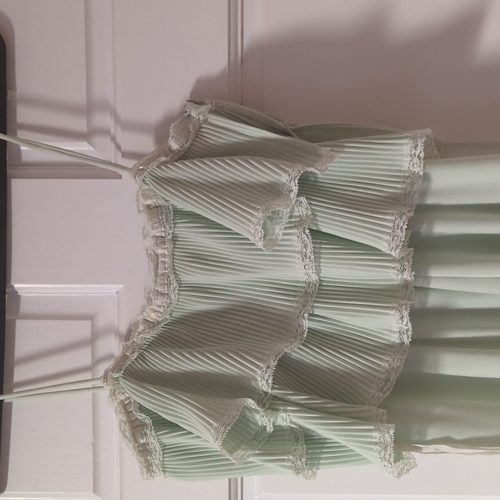 Vintage light green chiffon maxi dress Vicki Vaughn - Picture 2 of 7